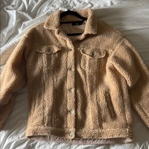 Missguided Tan Teddy Sherpa Button Jacket